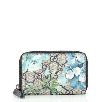 Gucci Zip Around Card Case Blooms Print GG Coated Canvas