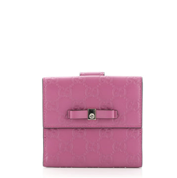 Gucci Bow Signature French Wallet Guccissima Leather Compact