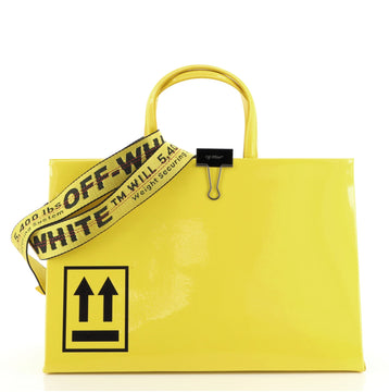 Off White Box Tote Printed Patent Medium