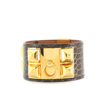 Hermes Collier de Chien Bracelet Shiny Alligator