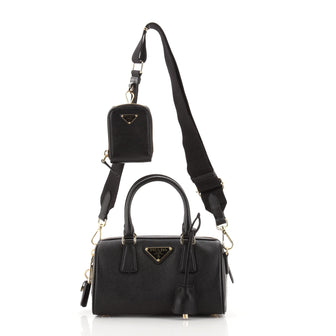 Prada Convertible Boston Bag with Utility Strap Saffiano Leather Mini