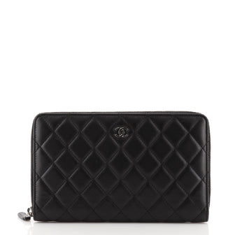 Chanel Zip Around Organizer Wallet Quilted Lambskin Large