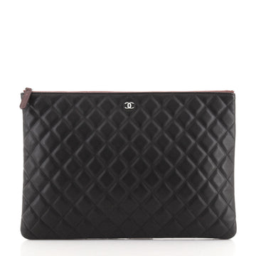 Chanel O Case Clutch Quilted Lambskin Large