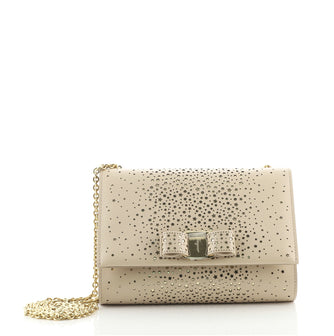 Salvatore Ferragamo Miss Vara Bow Crossbody Bag Laser Cut Leather Small