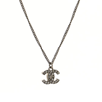 Chanel CC Pendant Necklace Crystal Embellished Metal