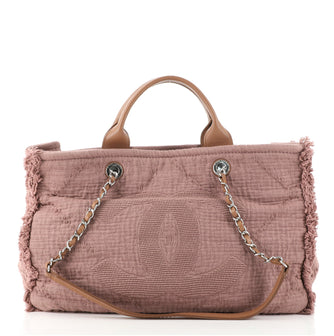 Chanel Double Face Deauville Tote Fringe Quilted Canvas Medium