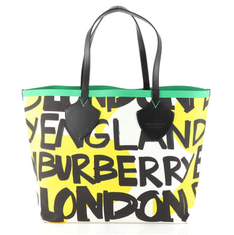Burberry Reversible Graffiti Giant Tote Printed Canvas XL