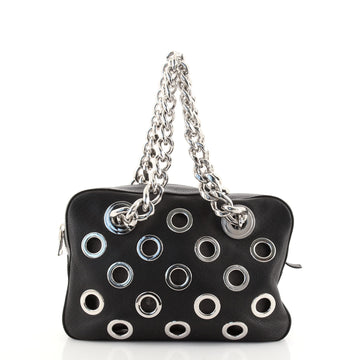 Prada Grommet Chain Shoulder Bag Vitello Daino Medium