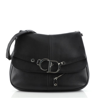 Christian Dior Vintage CD Logo Messenger Bag Leather Large