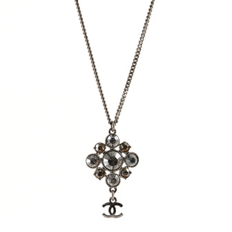 Chanel CC Cluster Pendant Necklace Crystal Embellished Metal