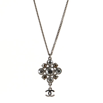 Chanel CC Cluster Pendant Necklace Crystal Embellished Metal