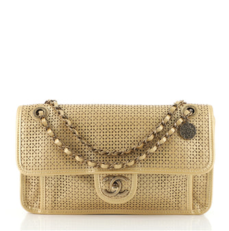 Up in the Air Medallion Flap Bag Perforated Leather Medium