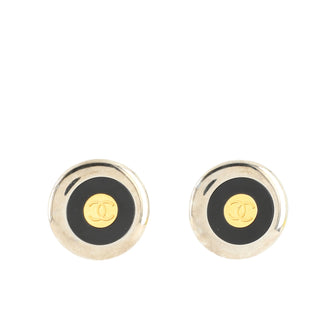 Chanel Vintage CC Round Disc Clip-On Earrings Resin Large