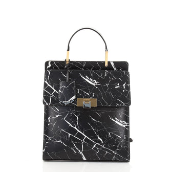 Balenciaga Le Dix Backpack Marble Print Leather Medium