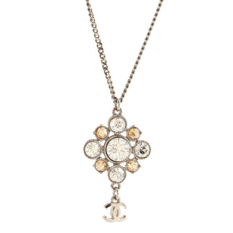 Chanel CC Cluster Pendant Necklace Crystal Embellished Metal