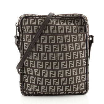 Fendi Vintage Zip Messenger Bag Zucchino Canvas Small