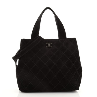 Chanel Vintage CC Tote Quilted Suede Small