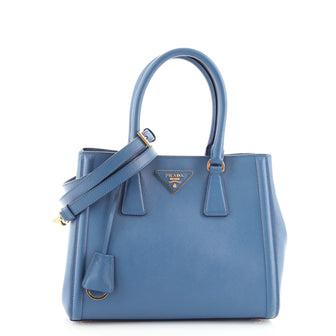 Prada Bicolor Lux Convertible Open Tote Saffiano Leather Small