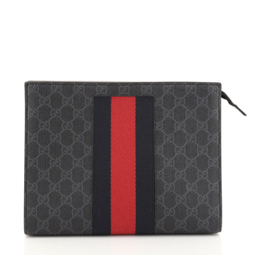Gucci Web Zip Pouch GG Coated Canvas