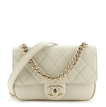 Chanel Chain Handle CC Flap Bag Quilted Caviar with Studded Detail Small
