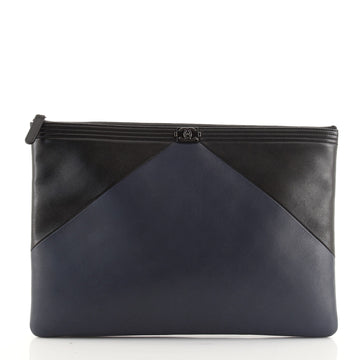 Chanel Bicolor Boy O Case Clutch Lambskin Large