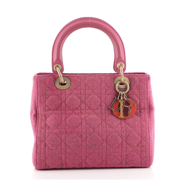 Christian Dior Vintage Lady Dior Bag Cannage Quilt Tweed Medium