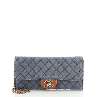 Chanel Wallet On Chain Clutch Quilted Denim with Lambskin East West