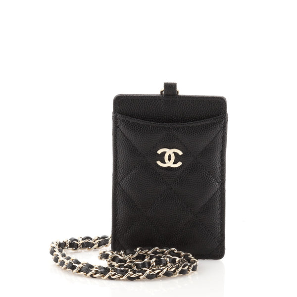 Chanel Dark Red Quilted Leather Infinity Lanyard ID Card Holder Chanel