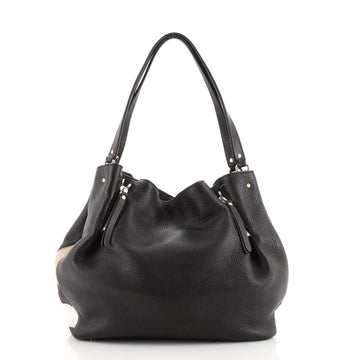 Burberry Maidstone Tote Leather and House Check Canvas Medium