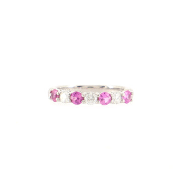Tiffany & Co. Half Embrace Band Ring Platinum with Diamonds and Pink Sapphires 3mm
