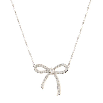 Tiffany & Co. Bow Pendant Necklace Platinum and Diamonds Medium