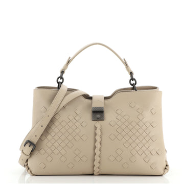 Bottega Veneta Napoli Tote Leather with Intrecciato Detail Medium