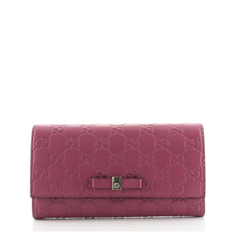 Gucci Bow Continental Wallet Guccissima Leather