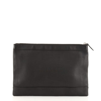 Balenciaga Navy Zip Pouch Leather Medium