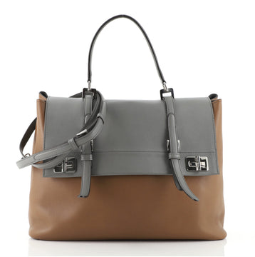 Prada Half Flap Double Turn Lock Satchel City Calfskin Large