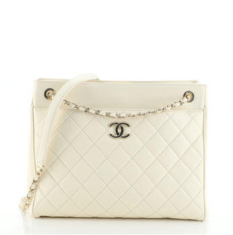Chanel CC Front Pocket Chain Tote Quilted Caviar Medium