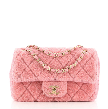 Chanel CC Flap Bag Quilted Shearling and Tweed Medium
