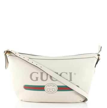 Gucci Logo Half-Moon Hobo Printed Leather