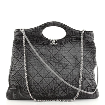 Chanel 31 Shopping Bag Quilted Distressed Denim Large