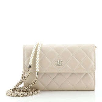 Chanel Pearl Strap Wallet on Chain Quilted Lambskin Small
