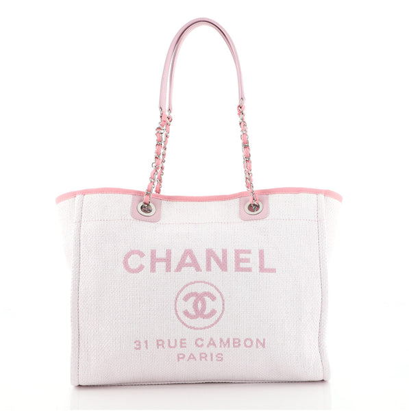 Chanel Deauville Tote Raffia Small Pink 80911213