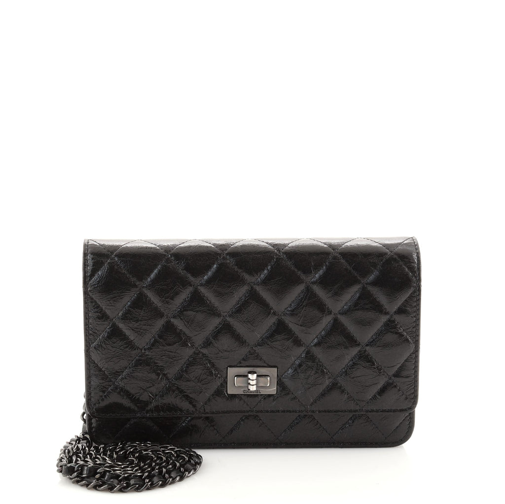 Chanel Aged Calfskin Quilted Reissue Wallet On Chain WOC Black