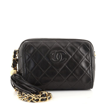 Chanel Vintage Diamond CC Camera Bag Quilted Leather Small