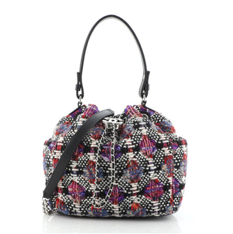 Chanel Drawstring Bucket Bag Tweed Small