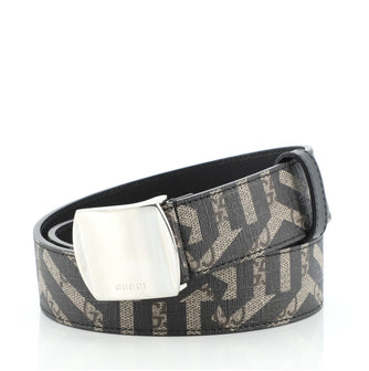 Gucci Plate Buckle Belt Caleido GG Coated Canvas Wide