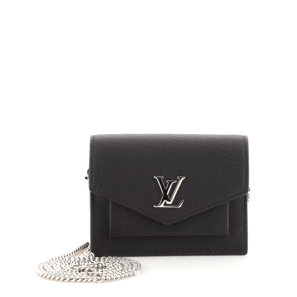 Louis Vuitton Mylockme Chain Pochette Leather Mini Black 80911260