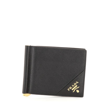 Prada Bifold Money Clip Wallet Saffiano Leather Compact