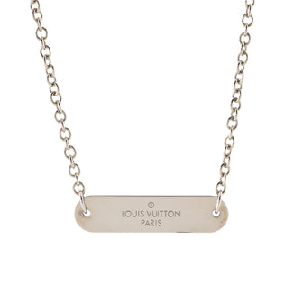 Louis Vuitton Pin Lock Chain Necklace Metal with Monogram Eclipse Canvas