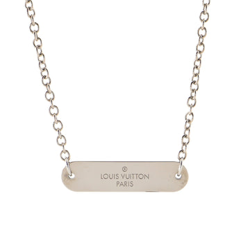 Louis Vuitton Pin Lock Chain Necklace Metal with Monogram Eclipse Canvas