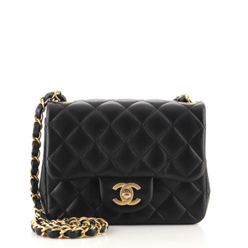Chanel Square Classic Single Flap Bag Quilted Lambskin Mini
